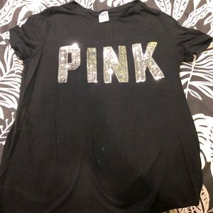 Black sparkley pink T-shirt